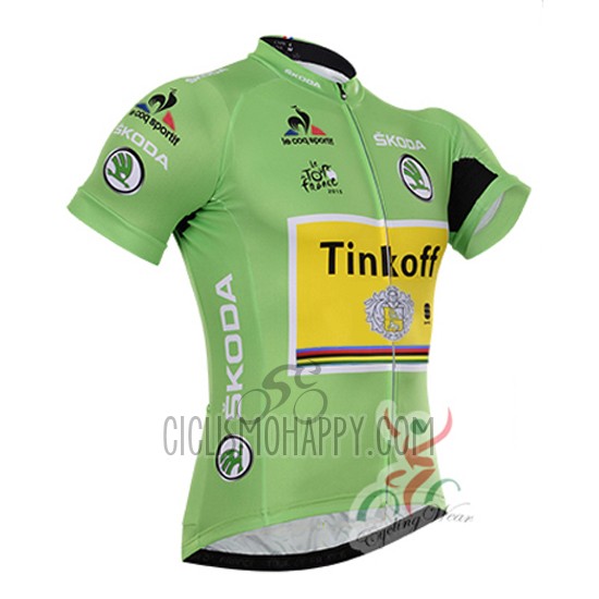 Tinkoff Lider Cycling Jersey Bib Short 2016 Men Short Sleeve Green and Black